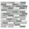Smart Tiles 9.36 in. W X 9.73 in. L Gray/White Mosaic Vinyl Adhesive Wall Tile 4 pc SM1111G-04-QG
